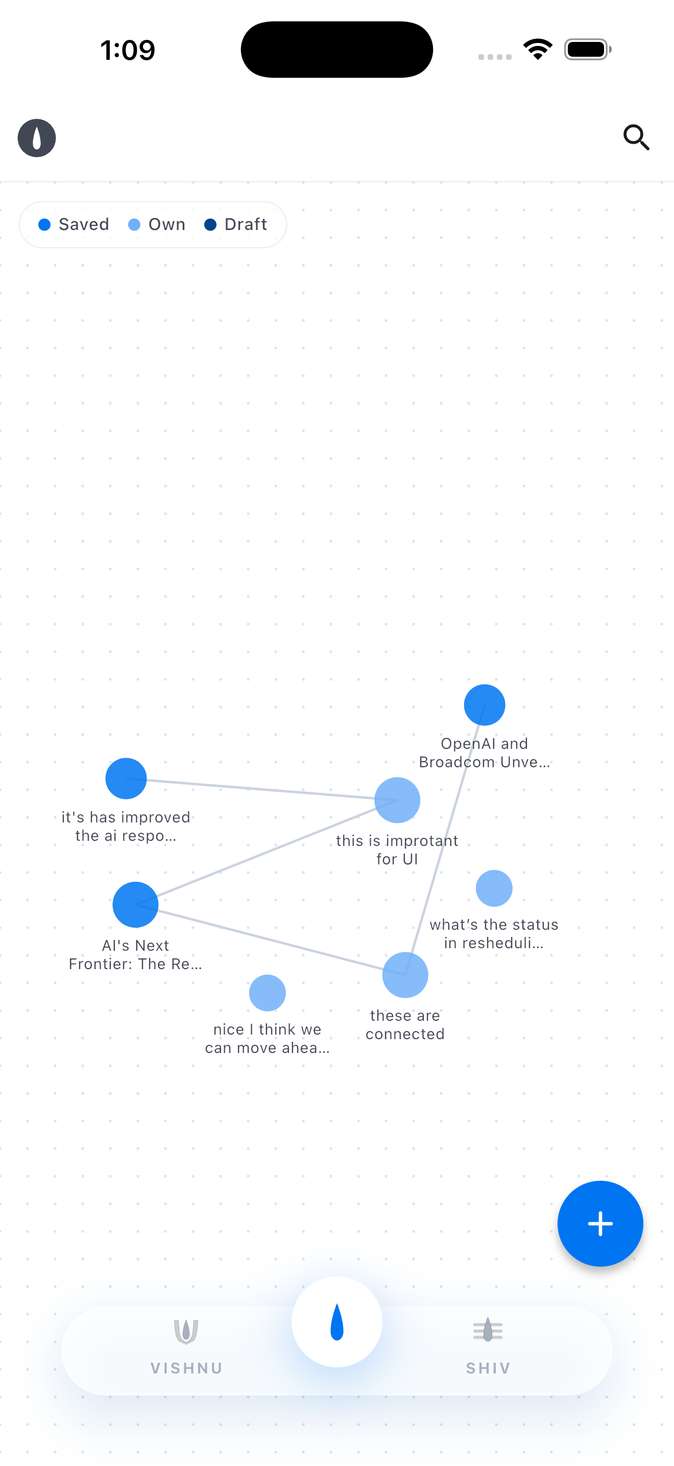UNIUN knowledge graph — notes and the connections you draw between them